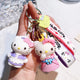 2Pcs Hello Kitty 3D Keychain with Wristband Strap