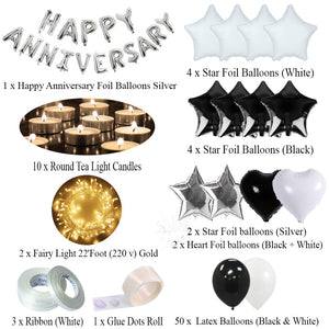 Happy Birthday/ Anniversary/ Bride to be Set (Black, White and Silver)