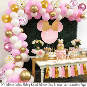 Birthday Decoration Set (Pink, White and Gold)
