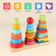 3-in-1 Rainbow Geometric Wooden Stacker