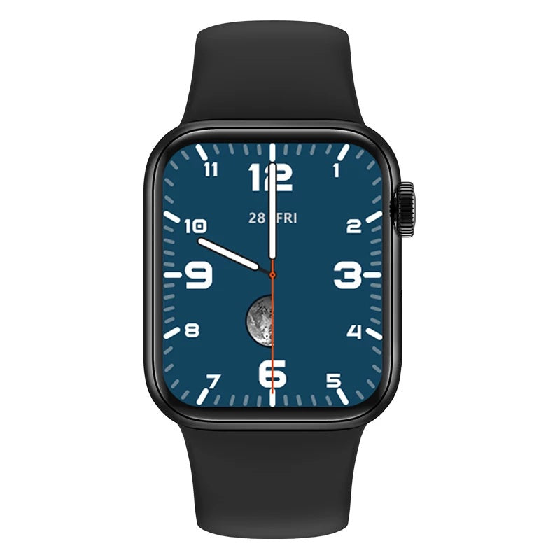 HW12 Smart Watch 40mm Full Screen With Rotating Key Heart Rate Monitor Fitness Tracker BT Make Calls -BLACK