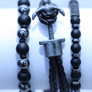 MULTI-LAYER LEATHER BEADS MEN BRACELETS