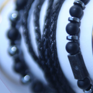 MULTI-LAYER CHROME PLATED BEADS MEN BRACELETS