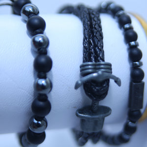 MULTI-LAYER CHROME PLATED BEADS MEN BRACELETS
