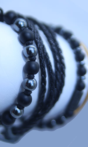 MULTI-LAYER CHROME PLATED BEADS MEN BRACELETS