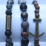 MULTI-LAYER LEATHER AND CHROME BEADS MEN BRACELETS
