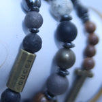 MULTI-LAYER LEATHER AND CHROME BEADS MEN BRACELETS