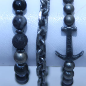 MULTI-LAYER CHROME PLATED BEADS MEN BRACELETS