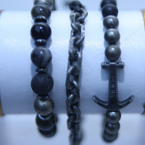 MULTI-LAYER CHROME PLATED BEADS MEN BRACELETS