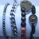 MULTI-LAYER LEATHER AND CHROME PLATED BEADS MEN BRACELETS