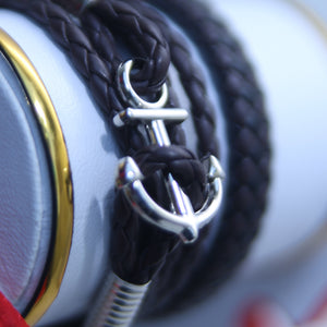 2-LAYER LEATHER BEADS MEN BRACELETS