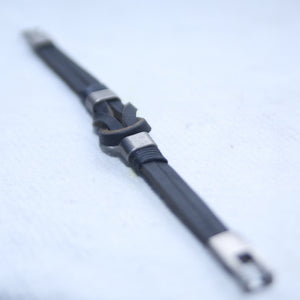BLACK LEATHER TYPE SINGLE MEN BRACELET