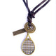 Oxidized Chrome Plated Racket Head Pendant﻿