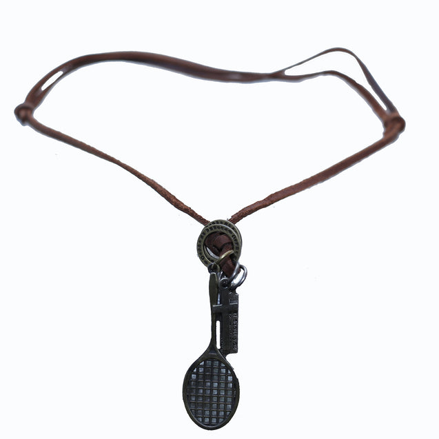 Oxidized Chrome Plated Racket Head Pendant﻿