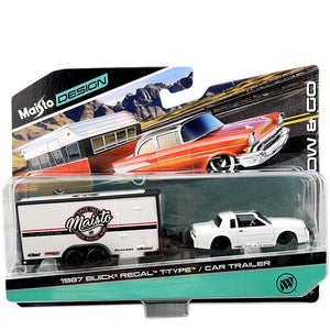Maisto 1:64 - Tow & Go - 1987 Buick Regal With Car Trailer (White)