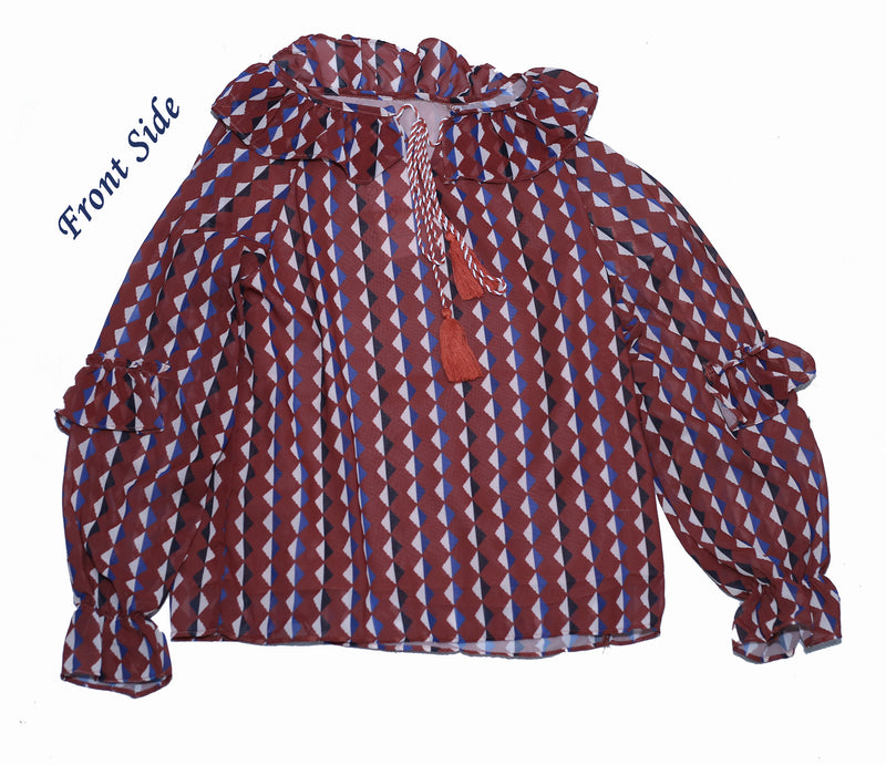 String Collar with Printed Top