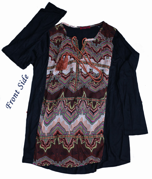 Print Front With Black Style Top