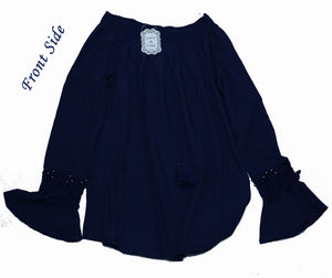 Short Length Flare Navy Blue Top