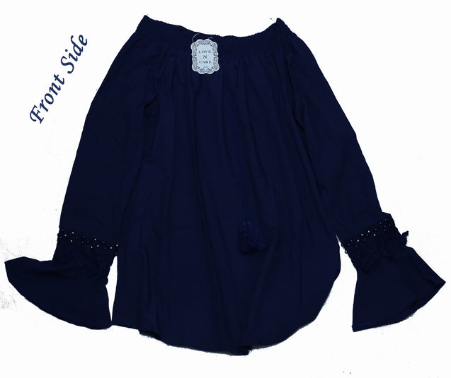Short Length Flare Navy Blue Top