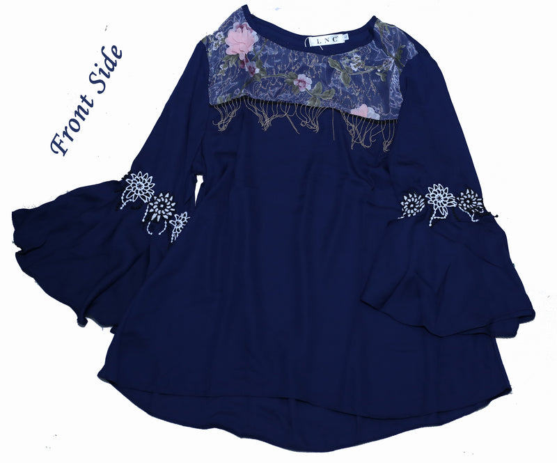 Short Length Navy Blue Top