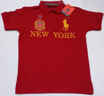 Red - New York T shirt with Gold Logo