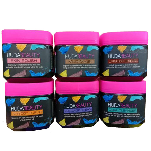 Huda Beauty 6 Step Instant Glowing Facial Kit – 600ml Each Jar