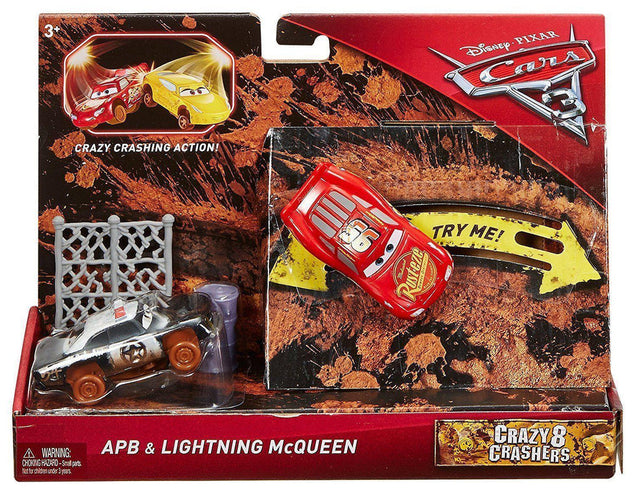 Mattel Disney Pixar Cars 3 Crazy 8 Crashers 2 Pack - APB & Lightning McQueen