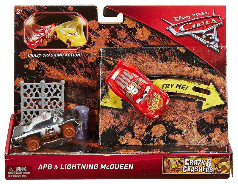 Mattel Disney Pixar Cars 3 Crazy 8 Crashers 2 Pack - APB & Lightning McQueen